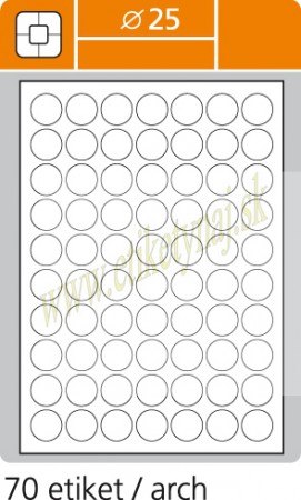 Print etikety kruhové biele 25 mm  100 hárkov A/4